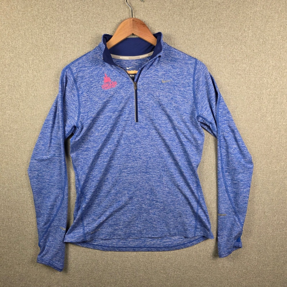 Nike Dri-FIT Element Chicago Marathon Half Zip Running Top Blue Mens Medium
